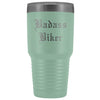 Unique Biker Gift: Personalized Badass Biker Old English Fathers Day Motorcycle Insulated Tumbler 30 oz $38.95 | Teal Tumblers