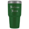 Unique Boss Gift: Personalized Badass Boss Male Female Engraved Old English Insulated Tumbler 30 oz $38.95 | Green Tumblers