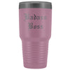 Unique Boss Gift: Personalized Badass Boss Male Female Engraved Old English Insulated Tumbler 30 oz $38.95 | Light Purple Tumblers