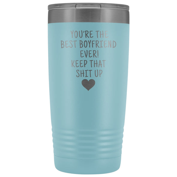 Unique Boyfriend Gift: Funny Travel Mug Best Boyfriend Ever! Vacuum Tumbler | Gifts for Boyfriend $29.99 | Light Blue Tumblers