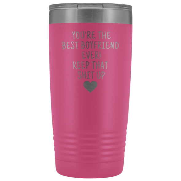 Unique Boyfriend Gift: Funny Travel Mug Best Boyfriend Ever! Vacuum Tumbler | Gifts for Boyfriend $29.99 | Pink Tumblers