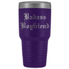 Unique Boyfriend Gift: Old English Style | Badass Boyfriend Insulated Tumbler 30 oz $38.95 | Purple Tumblers