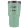 Unique Camping Gift: Personalized Badass Camper Outdoor Fathers Day Cool Awesome Old English Insulated Tumbler 30 oz $38.95 | Teal Tumblers