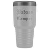 Unique Camping Gift: Personalized Badass Camper Outdoor Fathers Day Cool Awesome Old English Insulated Tumbler 30 oz $38.95 | White Tumblers