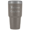 Unique Captain Gift: Personalized Badass Captain Boat Team Cheer Gift Idea Old English Insulated Tumbler 30 oz $38.95 | Pewter Tumblers