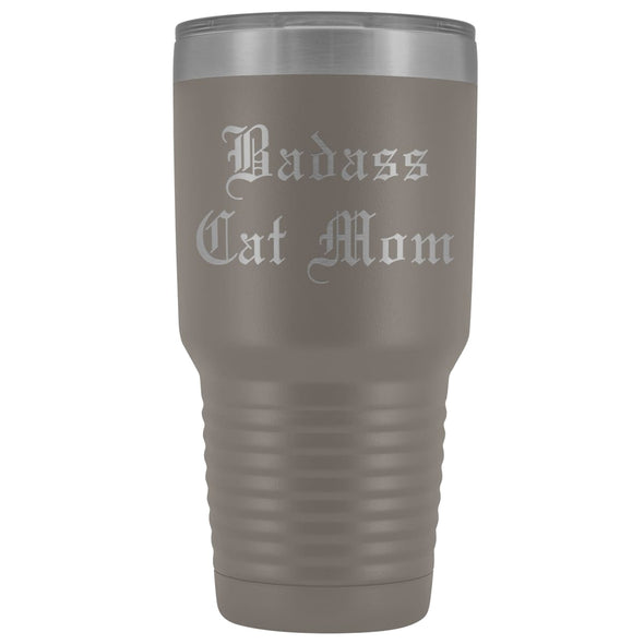 Unique Cat Mom Gift: Old English Badass Cat Mom Insulated Tumbler 30 oz $38.95 | Pewter Tumblers