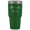 Unique Chef Gift: Personalized Badass Chef Kitchen Cool Gag Gift Old English Insulated Tumbler 30 oz $38.95 | Green Tumblers