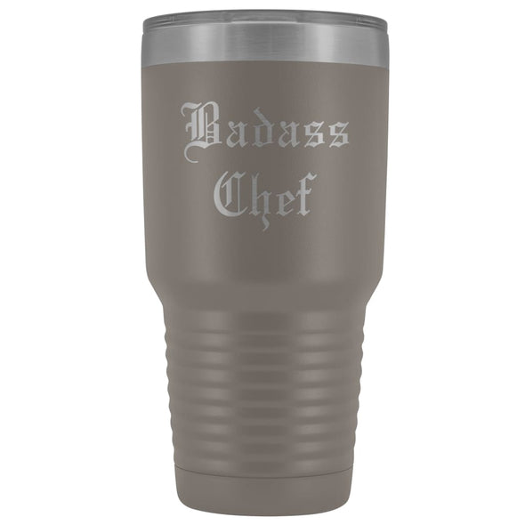 Unique Chef Gift: Personalized Badass Chef Kitchen Cool Gag Gift Old English Insulated Tumbler 30 oz $38.95 | Pewter Tumblers