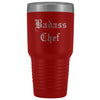 Unique Chef Gift: Personalized Badass Chef Kitchen Cool Gag Gift Old English Insulated Tumbler 30 oz $38.95 | Red Tumblers
