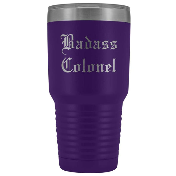 Unique Colonel Gift: Personalized Badass Colonel Air Force Army Military Gift Idea Old English Insulated Tumbler 30 oz $38.95 | Purple