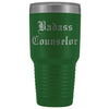 Unique Counselor Gift: Personalized Badass Counselor Teacher Thank You Gift Idea Old English Insulated Tumbler 30 oz $38.95 | Green Tumblers