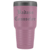 Unique Counselor Gift: Personalized Badass Counselor Teacher Thank You Gift Idea Old English Insulated Tumbler 30 oz $38.95 | Light Purple
