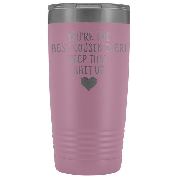 Unique Cousin Gift: Funny Travel Mug Best Cousin Ever! Vacuum Tumbler | Gifts for Cousin $29.99 | Light Purple Tumblers