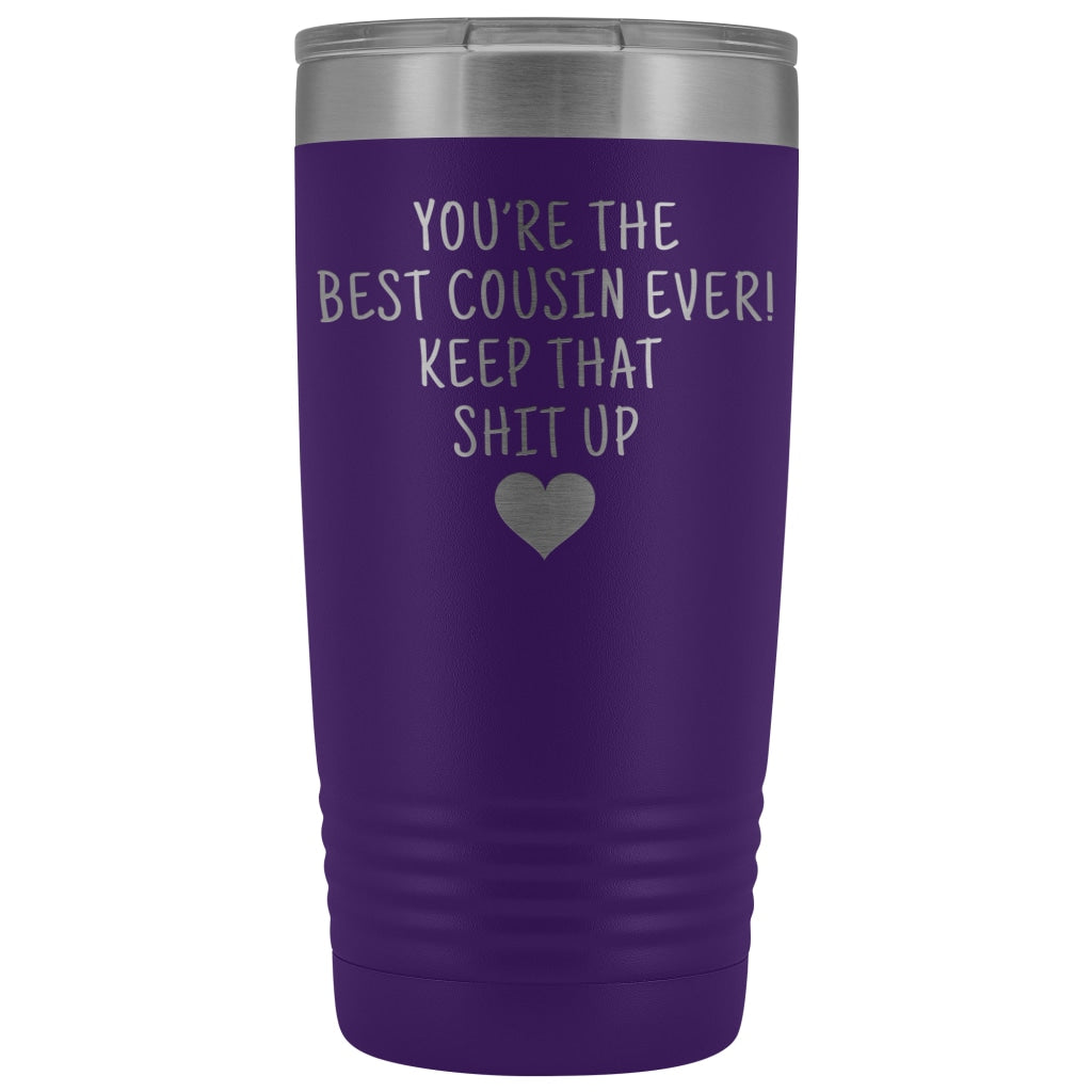 Unique Cousin Gift: Funny Travel Mug Best Cousin Ever! Vacuum Tumbler | Gifts for Cousin $29.99 | Purple Tumblers