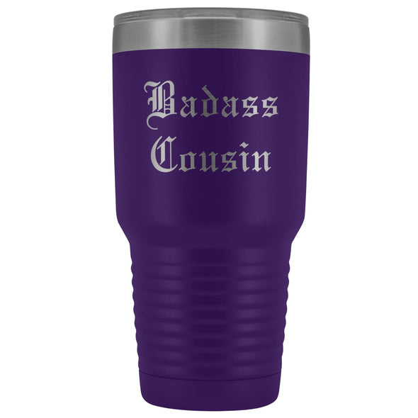 Unique Cousin Gift: Old English Badass Cousin Insulated Tumbler 30 oz $38.95 | Purple Tumblers