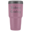 Unique Cowboy Gift: Personalized Badass Cowboy Fathers Day Christmas Gift Idea Old English Insulated Tumbler 30 oz $38.95 | Light Purple
