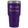 Unique Cowboy Gift: Personalized Badass Cowboy Fathers Day Christmas Gift Idea Old English Insulated Tumbler 30 oz $38.95 | Purple Tumblers