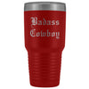 Unique Cowboy Gift: Personalized Badass Cowboy Fathers Day Christmas Gift Idea Old English Insulated Tumbler 30 oz $38.95 | Red Tumblers