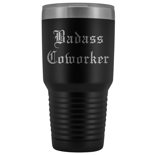 Unique Coworker Gift: Personalized Badass Coworker Going Away Birthday Christmas Old English Insulated Tumbler 30 oz $38.95 | Black Tumblers