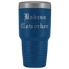 Unique Coworker Gift: Personalized Badass Coworker Going Away Birthday Christmas Old English Insulated Tumbler 30 oz $38.95 | Blue Tumblers