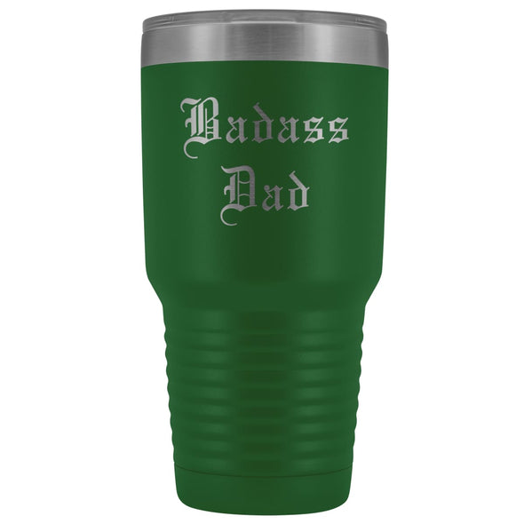 Unique Dad Gift: Old English Badass Dad Insulated Tumbler 30 oz $38.95 | Green Tumblers