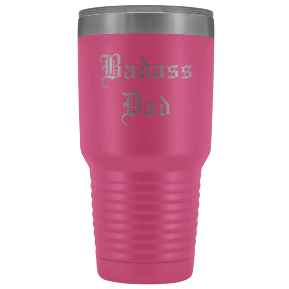 Unique Dad Gift: Old English Badass Dad Insulated Tumbler 30 oz $38.95 | Pink Tumblers
