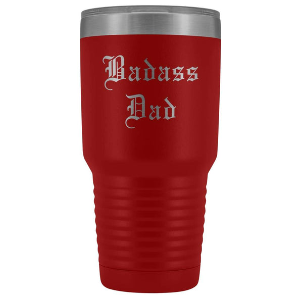 Unique Dad Gift: Old English Badass Dad Insulated Tumbler 30 oz $38.95 | Red Tumblers