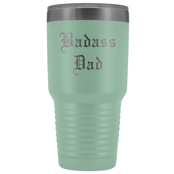 Unique Dad Gift: Old English Badass Dad Insulated Tumbler 30 oz $38.95 | Teal Tumblers