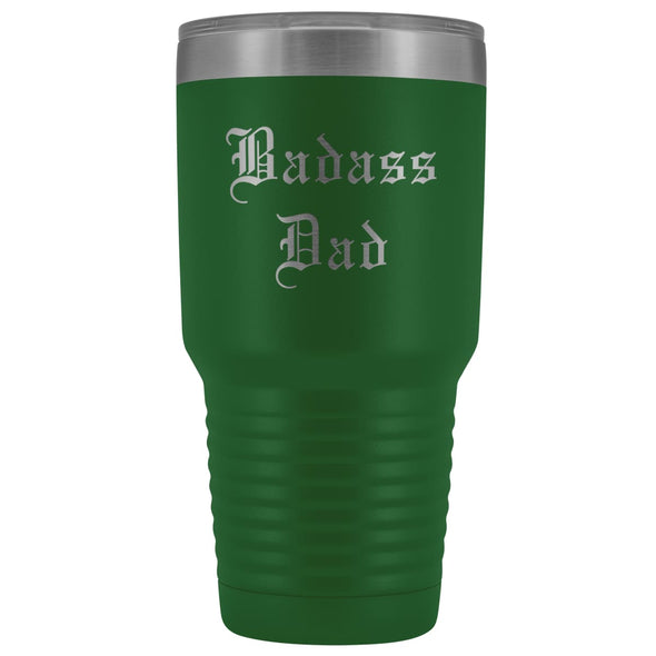 Unique Dad Gift: Old English Style - Badass Dad Insulated Tumbler 30 oz $38.95 | Green Tumblers
