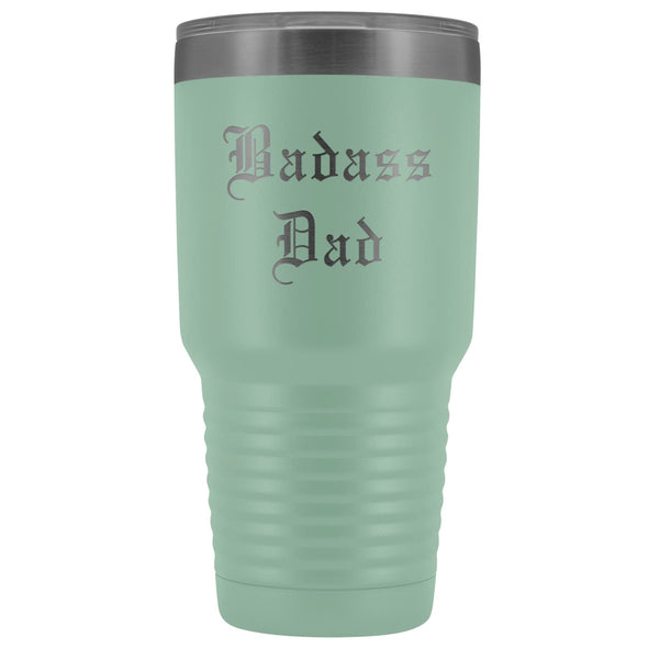 Unique Dad Gift: Old English Style - Badass Dad Insulated Tumbler 30 oz $38.95 | Teal Tumblers