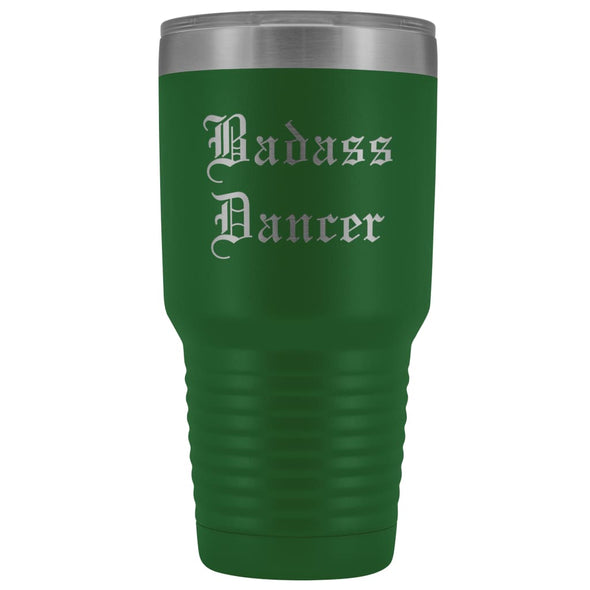 Unique Dancer Gift: Personalized Badass Dancer Graduation Ballet Gift for Teacher Male Old English Insulated Tumbler 30 oz $38.95 | Green