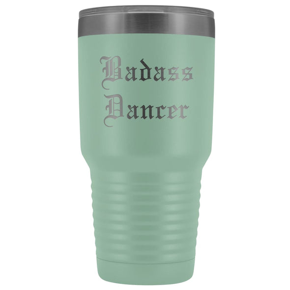 Unique Dancer Gift: Personalized Badass Dancer Graduation Ballet Gift for Teacher Male Old English Insulated Tumbler 30 oz $38.95 | Teal