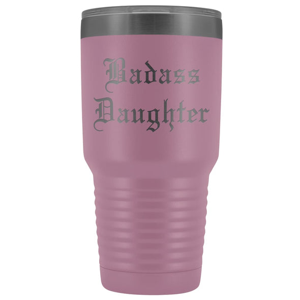 Unique Daughter Gift: Old English Badass Daughter Insulated Tumbler 30 oz $38.95 | Light Purple Tumblers