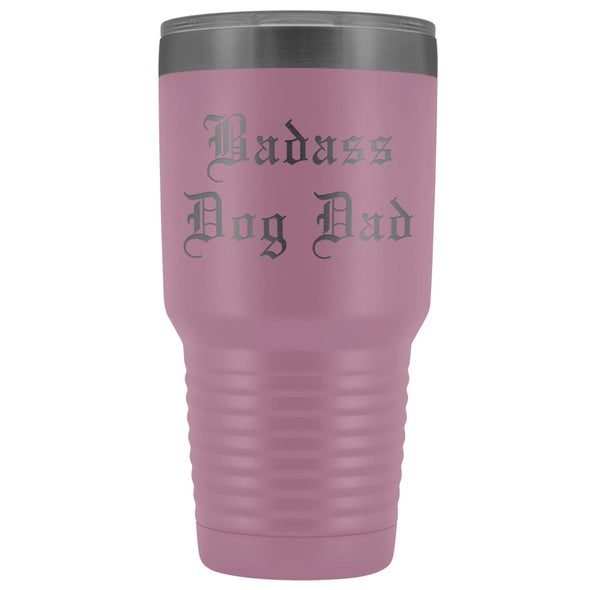 Unique Dog Dad Gift: Old English Badass Dog Dad Insulated Tumbler 30 oz $38.95 | Light Purple Tumblers
