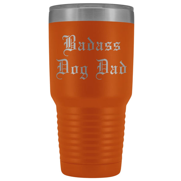Unique Dog Dad Gift: Old English Badass Dog Dad Insulated Tumbler 30 oz $38.95 | Orange Tumblers