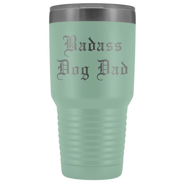 Unique Dog Dad Gift: Old English Badass Dog Dad Insulated Tumbler 30 oz $38.95 | Teal Tumblers