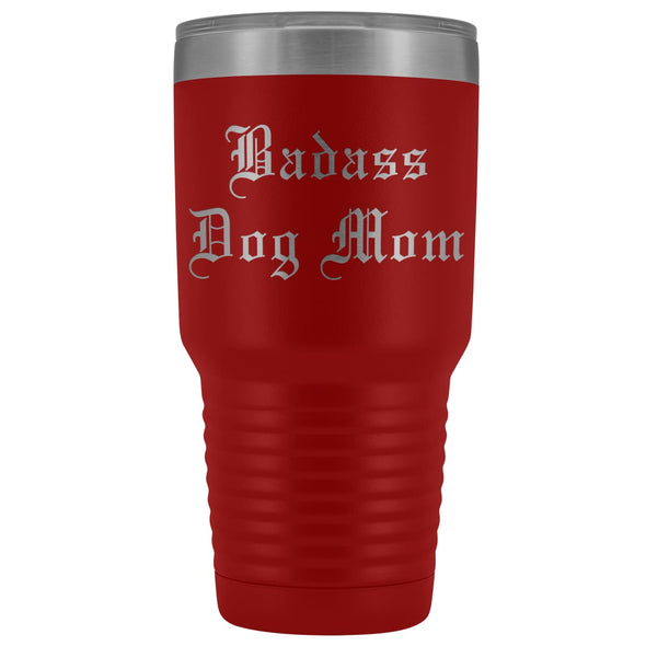 Unique Dog Mom Gift: Old English Badass Dog Mom Insulated Tumbler 30 oz $38.95 | Red Tumblers