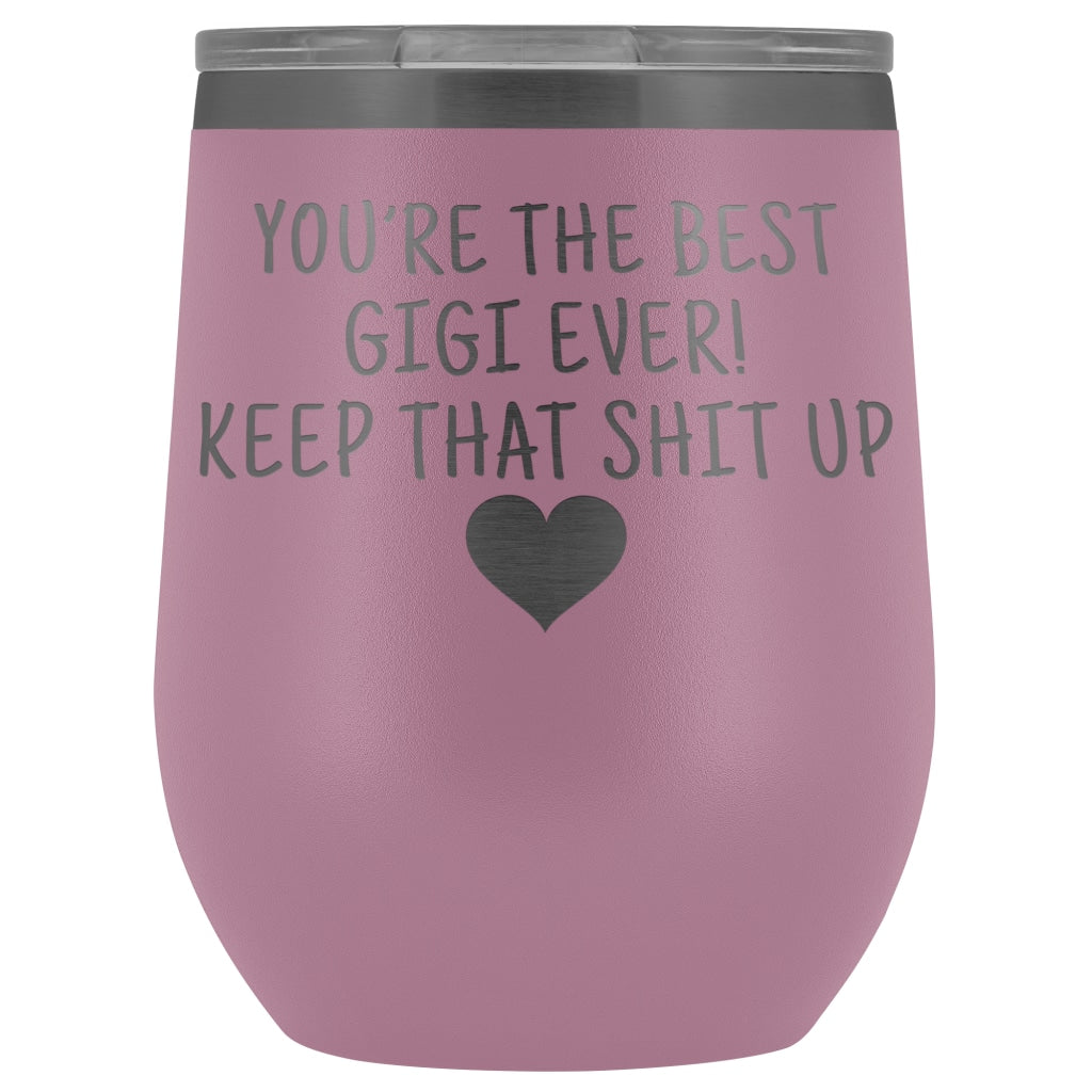 Unique Gigi Gifts: Best Gigi Ever! Insulated Wine Tumbler 12oz $29.99 | Light Purple Wine Tumbler