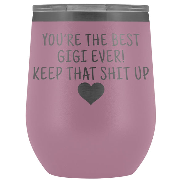Unique Gigi Gifts: Best Gigi Ever! Insulated Wine Tumbler 12oz $29.99 | Light Purple Wine Tumbler