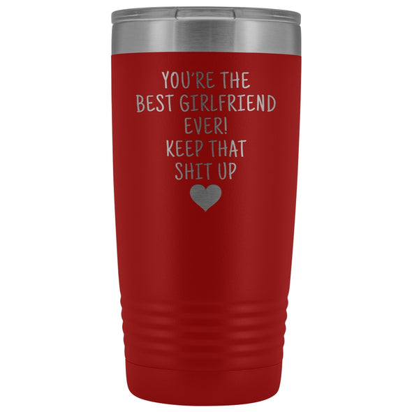 Unique Girlfriend Gift: Funny Travel Mug Best Girlfriend Ever! Vacuum Tumbler | Gifts for Girlfriend $29.99 | Red Tumblers