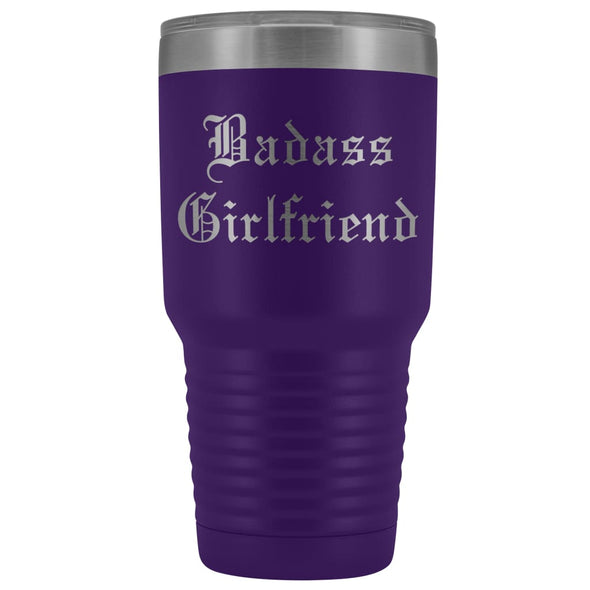 Unique Girlfriend Gift: Old English Badass Girlfriend Insulated Tumbler 30 oz $38.95 | Purple Tumblers