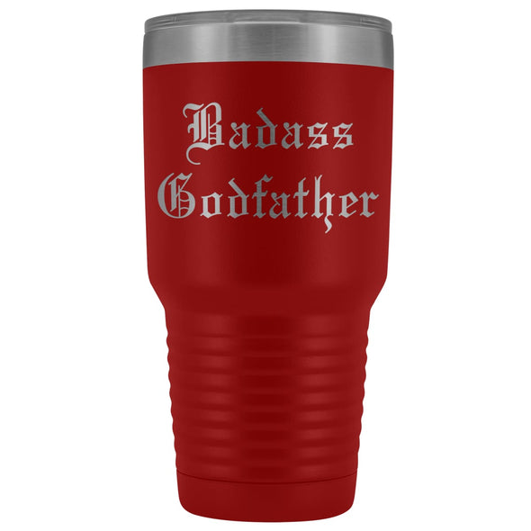 Unique Godfather Gift: Personalized Old English Badass Godfather Insulated Tumbler 30oz $38.95 | Red Tumblers
