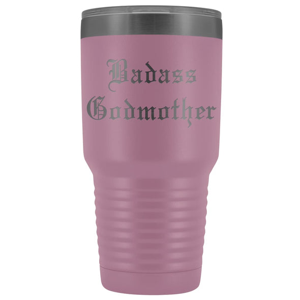 Unique Godmother Gift: Personalized Old English Badass Godmother Insulated Tumbler 30oz $38.95 | Light Purple Tumblers