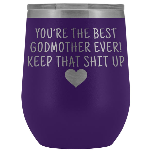 Unique Godmother Gifts: Best Godmother Ever! Insulated Wine Tumbler 12oz $29.99 | Purple Wine Tumbler