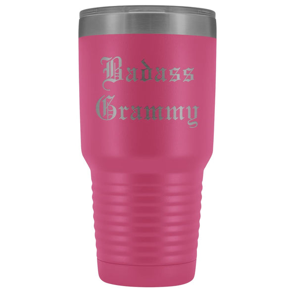 Unique Grammy Gift: Personalized Old English Badass Grammy Gift Idea Insulated Tumbler 30oz $38.95 | Pink Tumblers