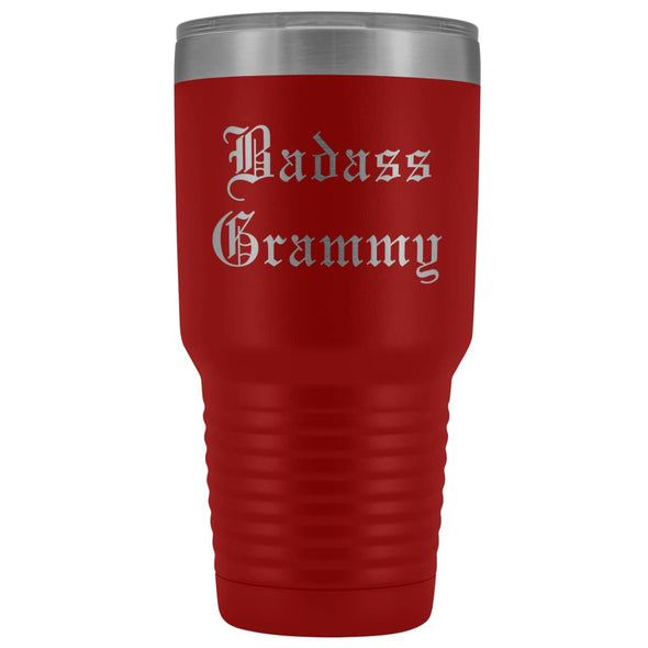 Unique Grammy Gift: Personalized Old English Badass Grammy Gift Idea Insulated Tumbler 30oz $38.95 | Red Tumblers