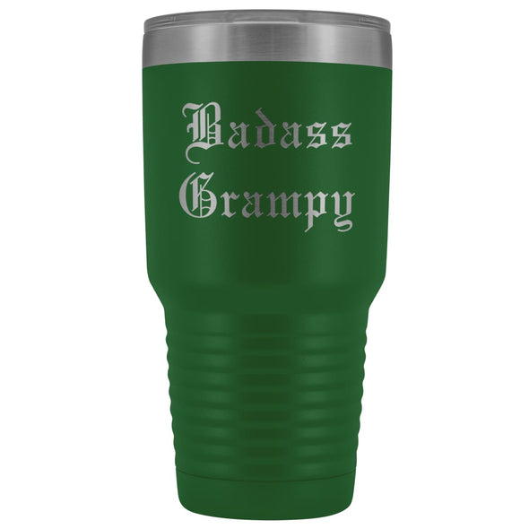 Unique Grampy Gift: Personalized Old English Badass Grampy Gift Idea Insulated Tumbler 30oz $38.95 | Green Tumblers