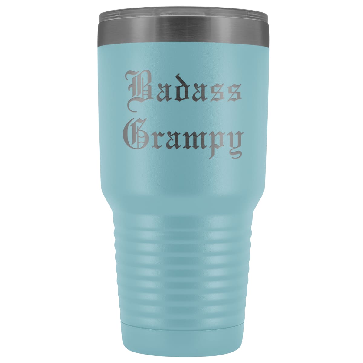 Unique Grampy Gift: Personalized Old English Badass Grampy Gift Idea Insulated Tumbler 30oz $38.95 | Light Blue Tumblers