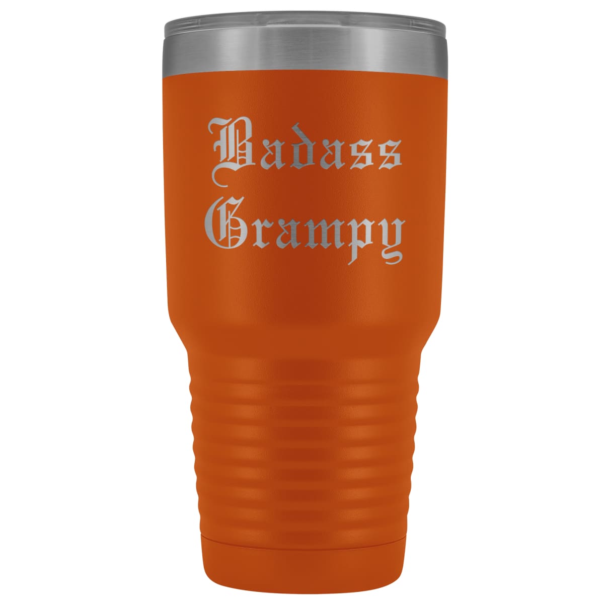 Unique Grampy Gift: Personalized Old English Badass Grampy Gift Idea Insulated Tumbler 30oz $38.95 | Orange Tumblers