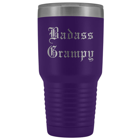 Unique Grampy Gift: Personalized Old English Badass Grampy Gift Idea Insulated Tumbler 30oz $38.95 | Purple Tumblers